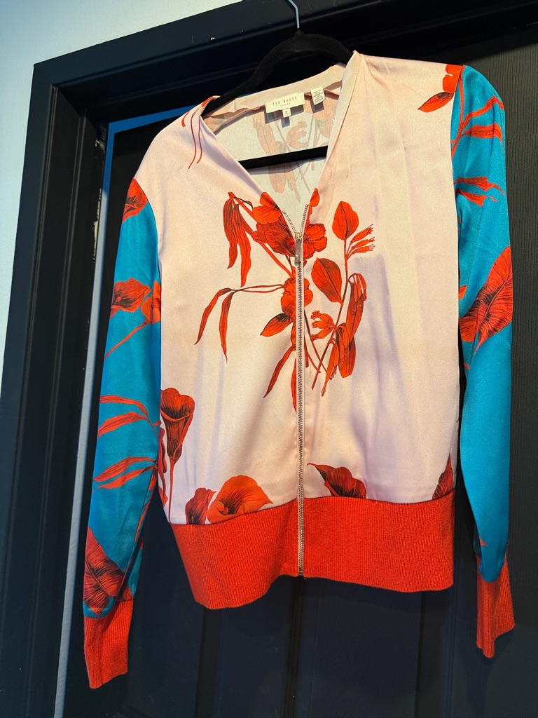 Ted Baker Pink, Teal & Red Floral Zip Bomber Jacket